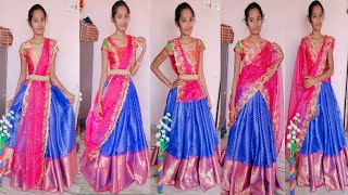 9 different styles of wearing half sareehalfsaree draping ideas for girlsdiffrenttypes half saree [upl. by Reece]