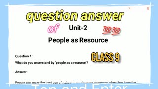 class 9 chapter 2 of economicspeople as resource questions and answers all questions and answers [upl. by Anale]