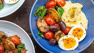 Easy Mediterranean breakfast bowls with Hummus and Eggs [upl. by Ruenhcs]