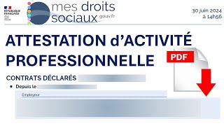 Comment télécharger votre attestation dactivité professionnel sur le site mes drois sociaux [upl. by Chadwick]