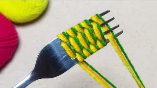 Amazing 3 Beautiful Woolen Yarn Flowers making ideas with Fork  Easy Sewing Hack [upl. by Dhiman280]