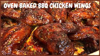 Easy Oven Baked BBQ Chicken Wings  Baked Chicken Recipe [upl. by Ahsyen]