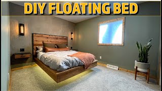 How to Build a FLOATING BED  Bedroom Reno Part 5 [upl. by Rats494]