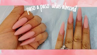 Uñas almendra esculturales paso a paso desde cero uñasacrilicas tutorial uñasalmendra [upl. by Yalhsa]