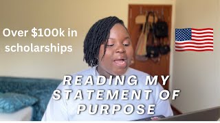 READING MY STATEMENT OF PURPOSE STEM PHD PROGRAM  FULLY FUNDED IN THE USA [upl. by Oznol970]