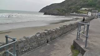 00109 At Pendine Sands Holiday Park Coast Beach amp Sea sand caves cliffs in may 2019 High Tide [upl. by Eedrahc]