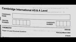 9701 paper 42 FEB MARCH 2024 q1 A level chem 2024 P4 [upl. by Anadal]