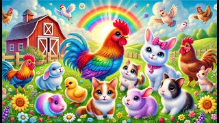 Catch cute chickens colorful chickens rainbow chickens rabbits cute cats ducks guinea pigs [upl. by Mitzi]