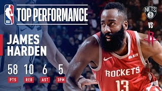 James Harden GOES OFF For 58 Points Against Brooklyn  January 16 2019 [upl. by Ttezil844]