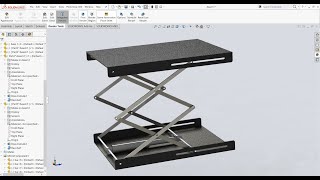 Pneumatic Hydraulic scissor lift mechanism in solidworks [upl. by Mickie]