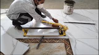 Cuting floor tiles and skirting boards with manual tile cutter  amir ali tile fixer rahim tay khan [upl. by Annahsar920]