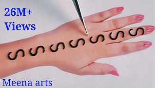 S अक्षर से आसान मेहंदी लगाना सीखें  unique mehndi design trick 2022 back hand  Arabic mehndi [upl. by Kreager544]