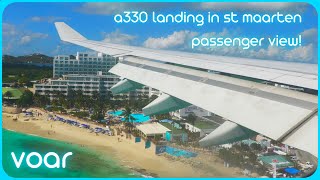 Landing over the famous Maho Beach onboard Air France A330200 [upl. by Adore]