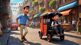 Auto Rickshaw and Passenger story l English stories for kids l English Cartoons l Hindi cartoon [upl. by Neelyk]