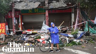 China struck by 60magnitude earthquake [upl. by Onirefes628]