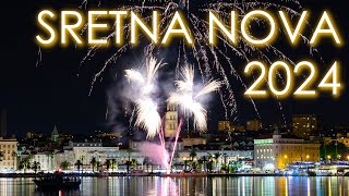 Sretna Nova Godina 2024  Vatromet na Rivi  Split Croatia [upl. by Okihcas]