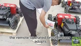 remote operated weed cutter made by Vigorun Tech Vigorun wireless radio control track lawnmower [upl. by Agiaf]