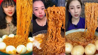 Eating Spicy Noodles and Full Eggs Mukbang Show 먹방 Chinese Foods 매운 국수와 계란을 먹고 吃辣面和鸡蛋 [upl. by Eyde729]