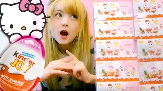 Unbox amp Eating 15 Hello Kitty Chocolate Surpsise Eggs [upl. by Hukill]