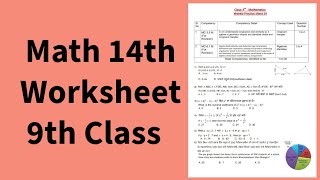 9th Class Math 14th Worksheet Solution for Competency Exams 2024 [upl. by Aitercul]