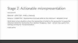 Misrepresentation  Stage 23  Contract Law [upl. by Arocet]