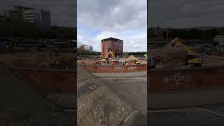 Chesterfield canal basin being demolished for the new Waterside development [upl. by Miguel]