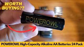 Worth It POWEROWL High Capacity Alkaline AA Batteries 24 Pack 15v 10 Year Shelf Life [upl. by Towney]