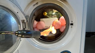 Experiment  Burning Things While Running  in a Washing Machine [upl. by Yenalem]