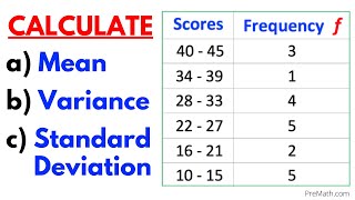 Find the Mean Variance amp Standard Deviation of Frequency Grouped Data Table StepbyStep Tutorial [upl. by Wenda]