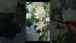 Blooming Elegance Painting White Lotus Flowers in Water drawing dancing art [upl. by Nydnarb]