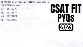 CSAT PYQ2023 If ZERO is written as CHUR then how is PLAYER written [upl. by Nanerb807]