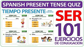 SER Spanish Present Tense Quiz  101 Exercises to Learn Basic Spanish  Verbo SER Tiempo Presente [upl. by Yensehc779]