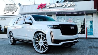 WhipAddict EXCLUSIVE 120k 2021 Cadillac Escalade ESV Platinum on Pearl White 30s ATL Custom Auto [upl. by Dich]