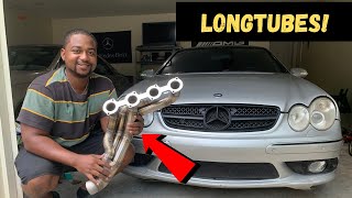 My Mercedes CLK500 gets INSANE Longtube Headers From Moscow Supercharge [upl. by Aldarcie483]