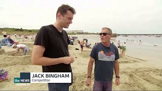 Alderney Week 2024 sandcastle competition ITV News Channel 06082024 [upl. by Yleoj]