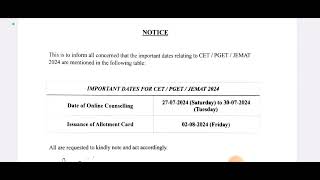 MAKAUTWB NEW NOTICE CETPGETJEMAT 2024 Counselling Process Started from 27th July 2024 [upl. by Latsyrk]