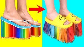 Trying DIY SHOES AND CLOTHES Fantastic Feet Hacks Craft Ideas To Save Your Money by 5 MinuteCrafts [upl. by Candless306]