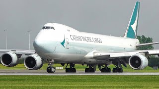 4K Heavy Traffic at Amsterdam airport Schiphol  Spring Plane spotting day 747 777 A330 etc [upl. by Jacey327]