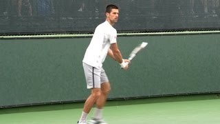 Novak Djokovic Forehand and Backhand from Side View  Indian Wells 2013 [upl. by Ahserkal]