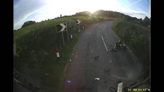 Bikes high speed truck crash caught on camera [upl. by Wilkison]