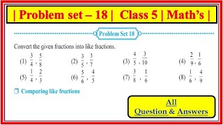 5th Maths Chapter 5 Fractions Problem set 18 std5maths [upl. by Wiles449]