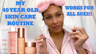 MY 40 and FABULOUS SKIN CARE ROUTINE USING CLARINS SKIN CARE [upl. by Caz]