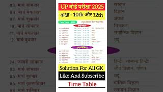 2025 UP Board Exam Date  Time table sceam UP Board Exam  shorts youtubeshorts shortfeed [upl. by Sotnas]