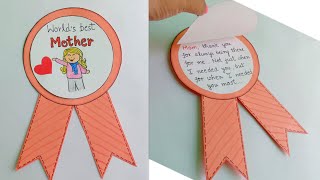 Worlds Best Mother CardMothers Day Badge CardUnique Handmade Card Idea for MomGift Idea for Mom [upl. by Leslee397]