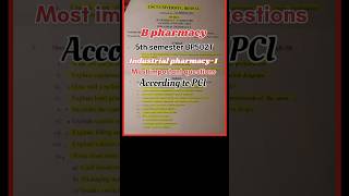 b pharm 5th sem industrial pharmacy1 most important questions paper unit 1 to 5th rgpv pci shorts [upl. by Rouvin]