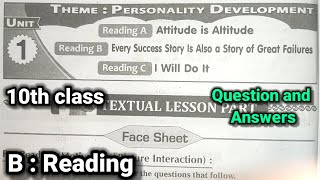 10th class  English  Unit  1 Reading B  Every Success Story Is Also a Story of Great Failures [upl. by Ylrae]