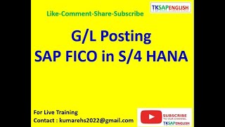 GL Posting SAP FICO in S4 HANA [upl. by Aydan]