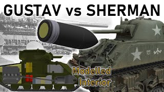 800mm GUSTAV GUN vs M4A3 SHERMAN  Dora Armour Piercing Simulation  delayed April Fools Special [upl. by Marjorie]