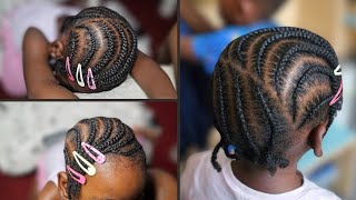 Easy Cornrow Hairstyle for Toddler’s Thin Hair  No Added Hair Tutorial NaturalHairKids [upl. by Alyt]