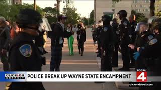 Police break up Wayne State encampment [upl. by Eardnoed]